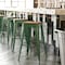 Flash Furniture 30" Green Metal Stool-Teak Poly Seat CH-31320-30-GN-PL2T-GG - alternate 1